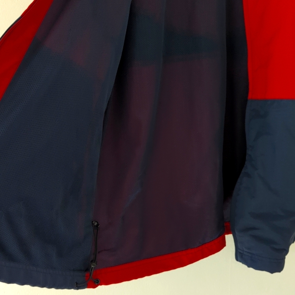 Duluth Trading Co. Colorblock Windbreaker Light Weight Jacket Red & Navy Large - Picture 5 of 7